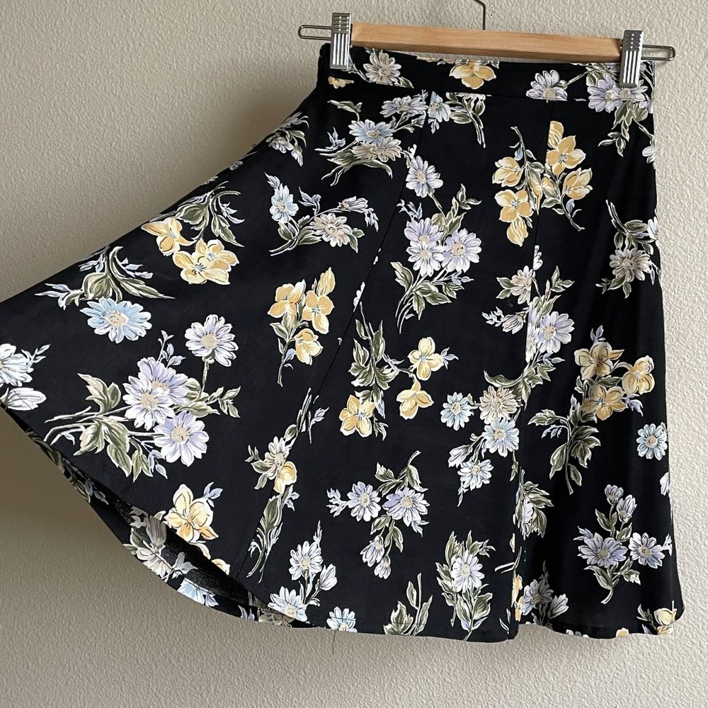 4/$25 Vintage Tres Paquette Skirt Mini Floral Lightweight A Line Circle Petite S - Picture 3 of 8